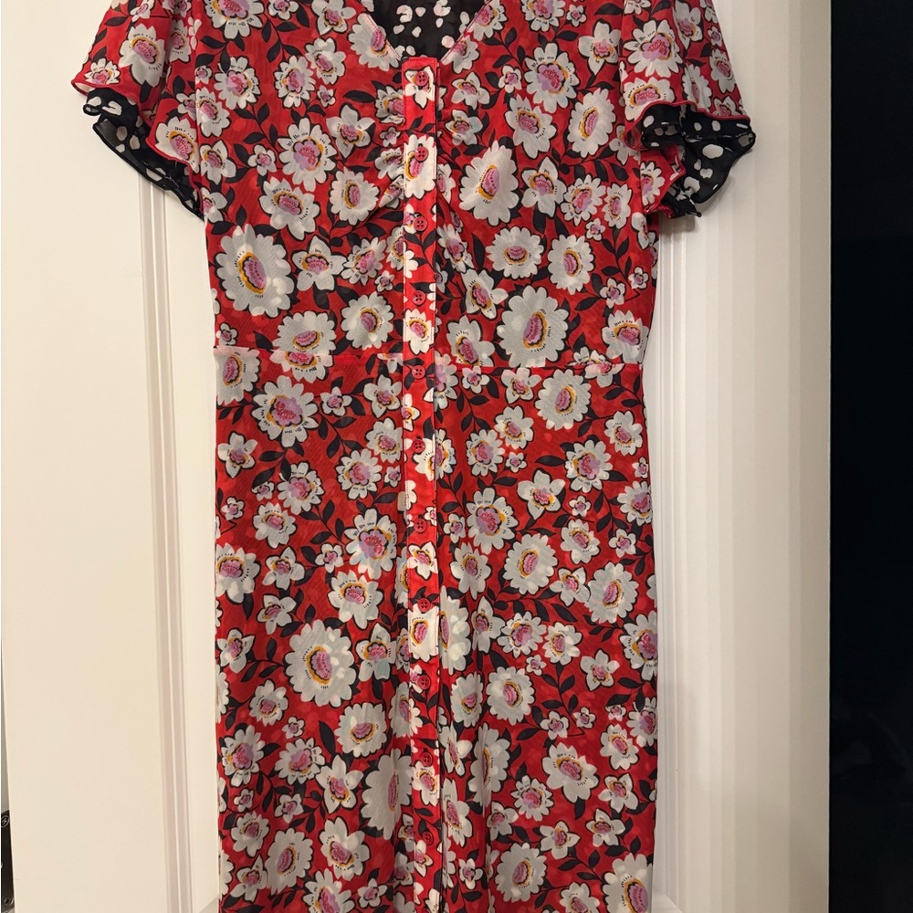 CAbi Black and White Patterned/red floral reversible dress - Picture 3 of 3